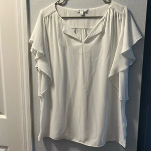 Counterparts brand white blouse with ruffle sleeve
